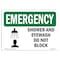 Signmission OSHA Emergency Sign, 7" H, Rigid Plastic, Shower And Eyewash Do Not Block With Symbol, Landscape OS-EM-P-710-L-10420 - alternate 1